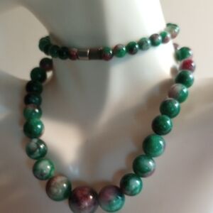 Vintage Green Chrysocolla Elegant Choker Necklace 17" Long